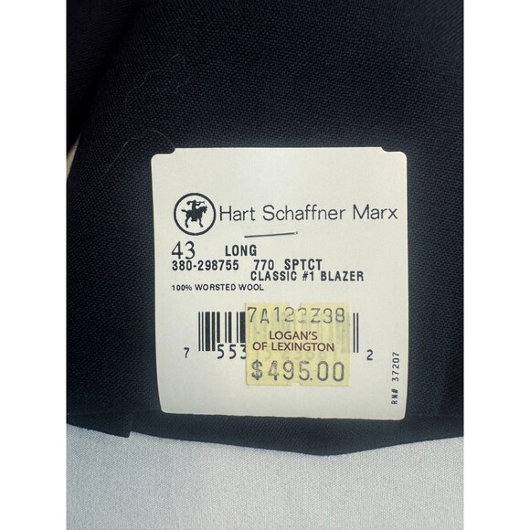 Hart Schaffner Marx Sports Coat Men Size 43L 2 Button Black Classic Wool - Picture 5 of 16